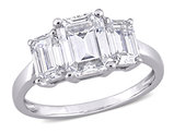 2.70 Carat (ctw) Lab-Created Three-Stone Octagon Moissanite Engagement Ring in 10K White Gold